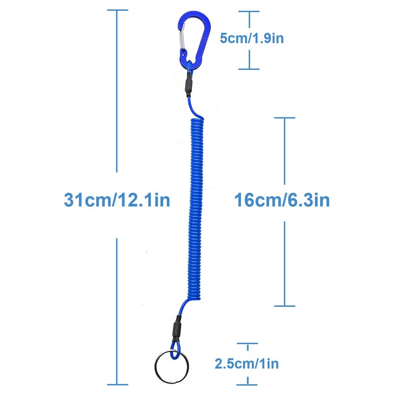 Lix&Rix Spiral Retractable Spring Coil Lanyard Leash For Swipe Badge Card Blue 3Pcs. - Image 2