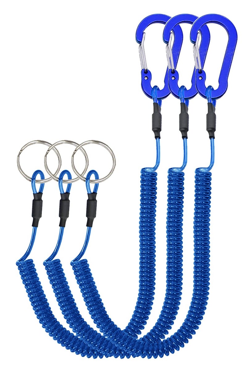 Lix&Rix Spiral Retractable Spring Coil Lanyard Leash For Swipe Badge Card Blue 3Pcs. - Image 1