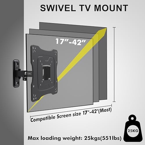 Target TT-WMD-1742-2TS(B2) TV Wall Mount Bracket for 17-42 Inch Screens, Premium Steel, Tilt +5/-15°, VESA 200x200mm, 25kg Capacity, Swivel 180°, Universal Mount for Home, Hospital, Office, Hotel - Image 5