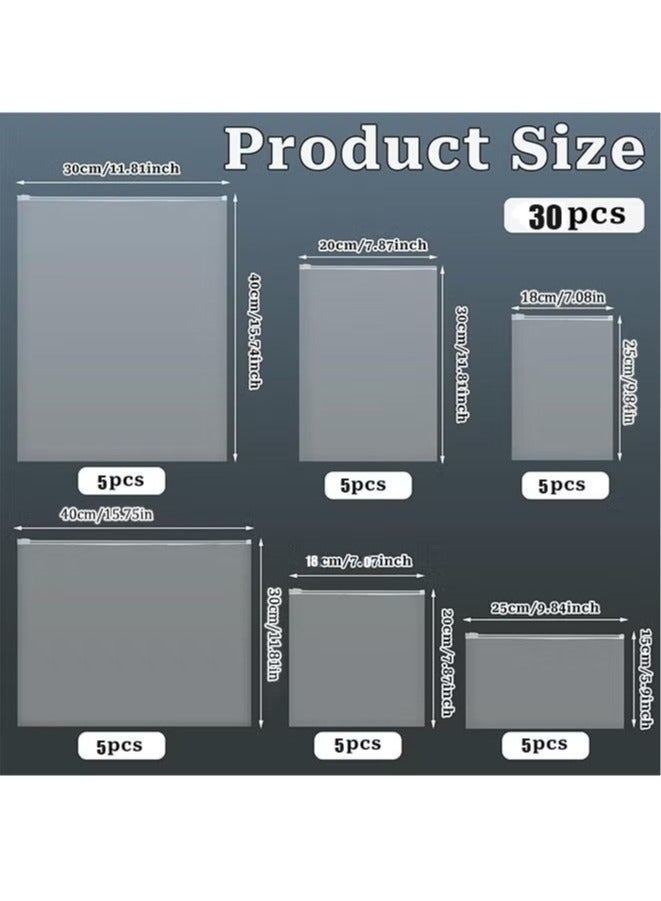 ZVEV 30 Packs Multi-size Travel Bags Large Clear Frosted Travel Packing Zip Lock Bags Pouch for Travel Clothes Shoes Cosmetics Suitcases - Image 2