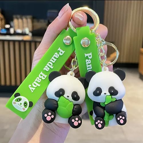 AEROSTARK Cute Baby Panda Keychain for Girls & Boys | Silicon Keychains Accessories Keyring cute Keychain aesthetic Backpack Car bag Charms for Kids panda Gifts (Baby Panda Eats Combo of 2) - Image 1