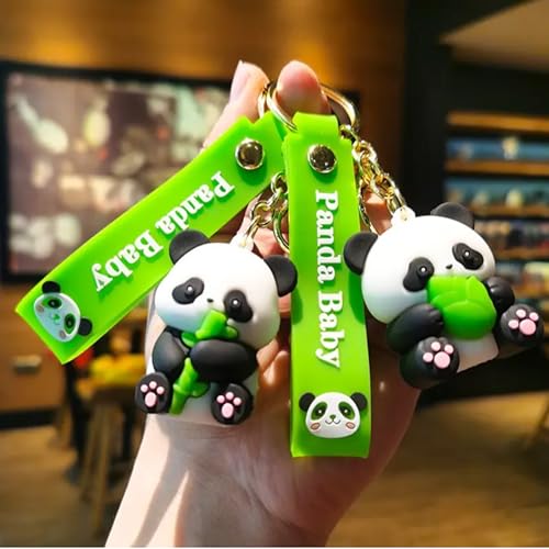 AEROSTARK Cute Baby Panda Keychain for Girls & Boys | Silicon Keychains Accessories Keyring cute Keychain aesthetic Backpack Car bag Charms for Kids panda Gifts (Baby Panda Eats Combo of 2) - Image 2