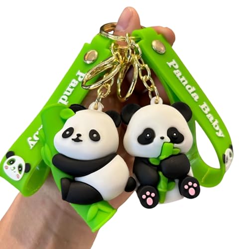 AEROSTARK Cute Baby Panda Keychain for Girls & Boys | Silicon Keychains Accessories Keyring cute Keychain aesthetic Backpack Car bag Charms for Kids panda Gifts (Baby Panda Eats Combo of 2) - Image 3