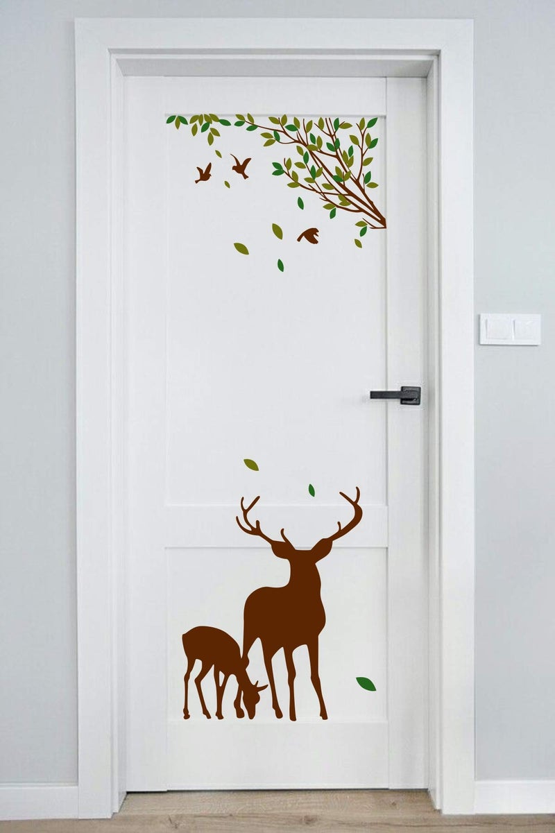 Sticker Studio Tree and Deer Door Sticker & Decal - PVC Vinyl, 58 CM X 48 CM | Removable, Easy to Apply, Waterproof - Image 2