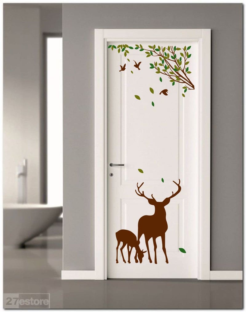 Sticker Studio Tree and Deer Door Sticker & Decal - PVC Vinyl, 58 CM X 48 CM | Removable, Easy to Apply, Waterproof - Image 4