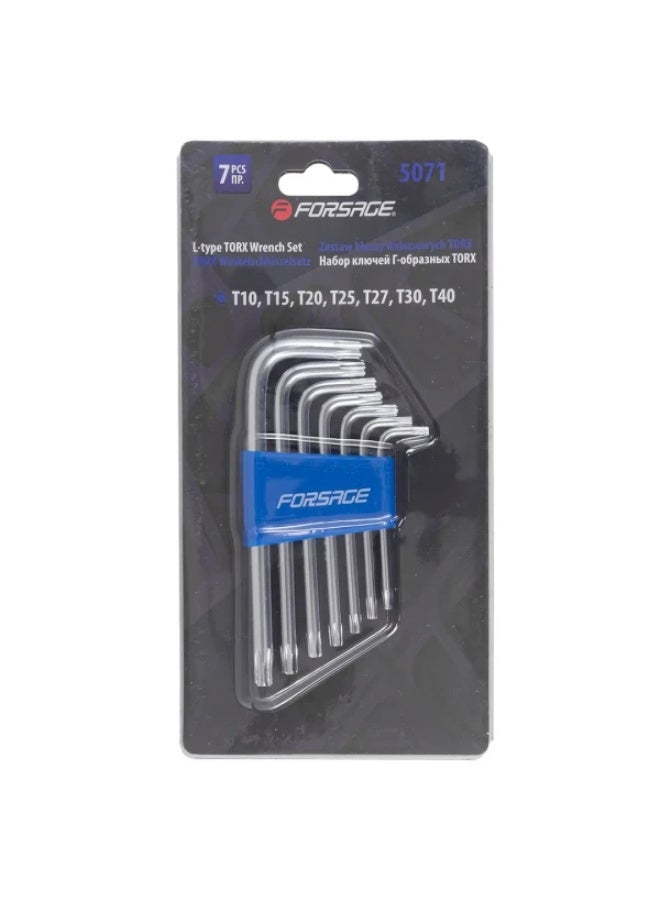 فورساج طقم مفاتيح توركس على شكل L 7pcs (T10, T15, T20, T25, T27, T30, T40), in plastic holder - Image 1