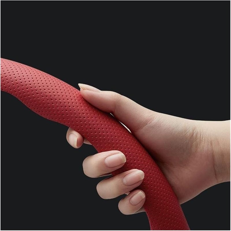 Non Slip Steering Wheel Cover Leather Sweat Absorbing Maroon - Image 4