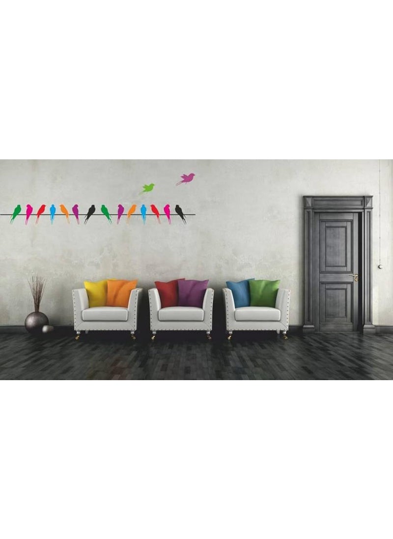 Decals Design Decals Design 'Colourful Birds with Long Tail on Wire' Wall Sticker (PVC Vinyl, 70 cm x 25 cm, Multicolour)  - Image 3
