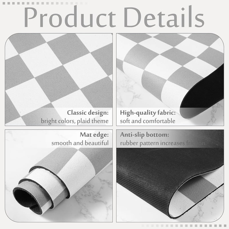 Tinideya Coffee Mat Checkered Dish Drying Mat for Kitchen Counter Coffee Bar Vintage Buffalo Dish Pad Absorbent Kitchen Drying Mat for Bar Station Accessories Easy Clean(Grey,12 x 16 Inches) - Image 3