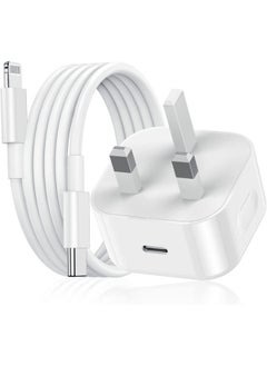 SHOPI USB C Power Adapter With USB C To Lighting Cable 1m USB C Plug Charger 20W PD Power Adapter For iPhone 13 / Pro / Promax Wall Adapter UK Plug Fast Charging USB-C Charger iPhone Charger Fast Charging  - Image 1