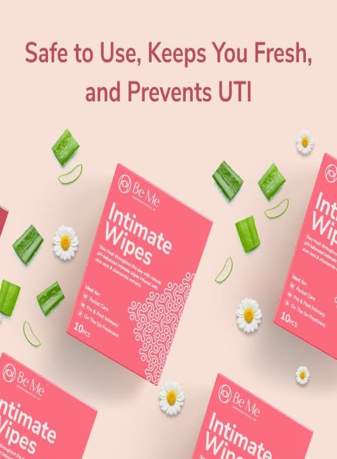 Beme Be Me Intimate Wipes | pH Balanced | Period Care| Aloe Vera & Chamomile Extracts | Alcohol-Free Travel Friendly Feminine Wrapped Wipes - (Pack of 4, 40 Wipes Sachet) - Image 5