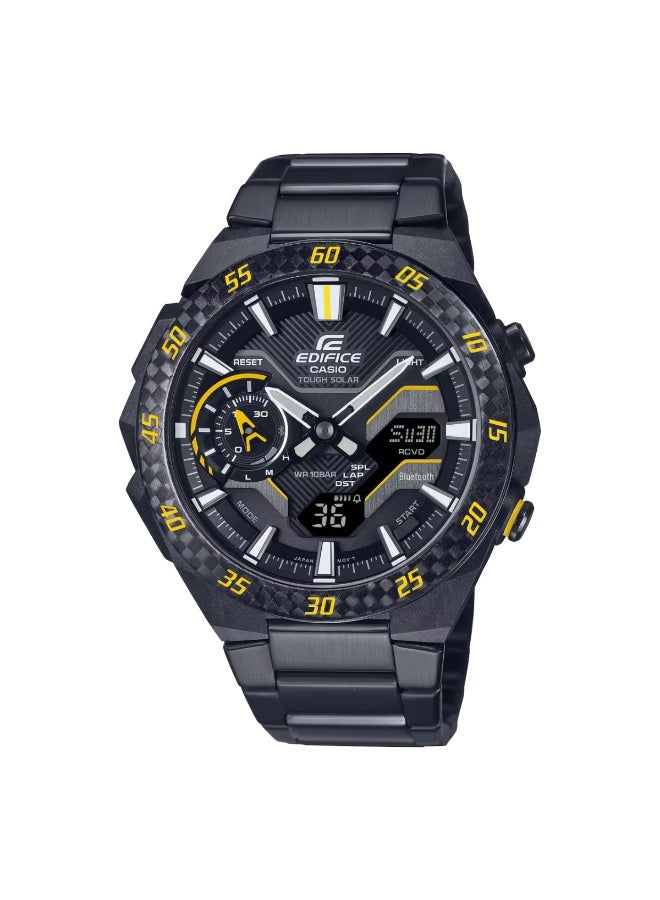 كاسيو Edifice Smartphone Link Solar Chronograph Men’s Watch ECB-2200RC-1A9, 47.6 mm Black Carbon Fiber Reinforced Resin Case, Stainless Steel Bracelet, 100 m WR - Image 2