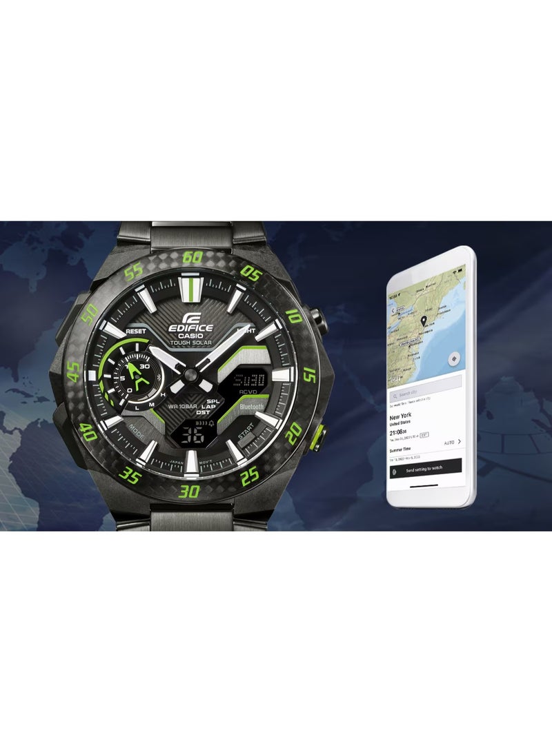 كاسيو Edifice Smartphone Link Solar Chronograph Men’s Watch ECB-2200RC-1A9, 47.6 mm Black Carbon Fiber Reinforced Resin Case, Stainless Steel Bracelet, 100 m WR - Image 3