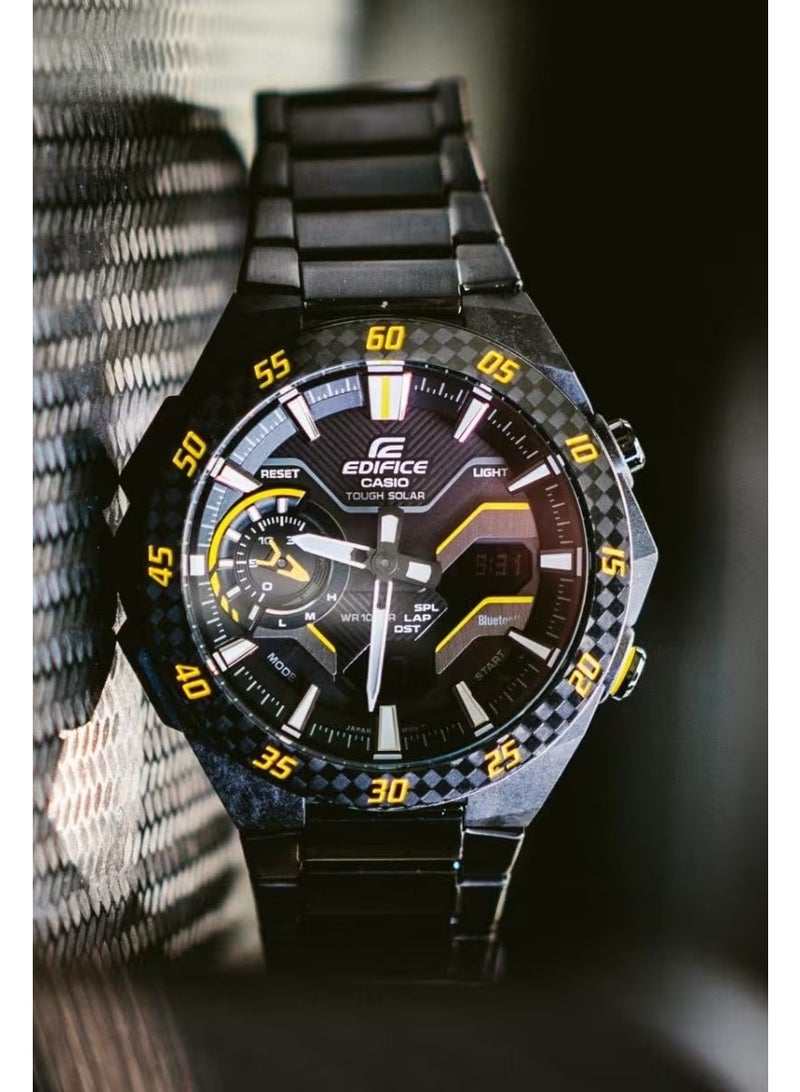 كاسيو Edifice Smartphone Link Solar Chronograph Men’s Watch ECB-2200RC-1A9, 47.6 mm Black Carbon Fiber Reinforced Resin Case, Stainless Steel Bracelet, 100 m WR - Image 5