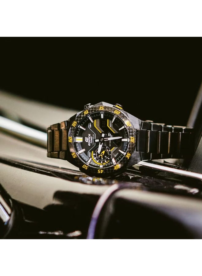 كاسيو Edifice Smartphone Link Solar Chronograph Men’s Watch ECB-2200RC-1A9, 47.6 mm Black Carbon Fiber Reinforced Resin Case, Stainless Steel Bracelet, 100 m WR - Image 4