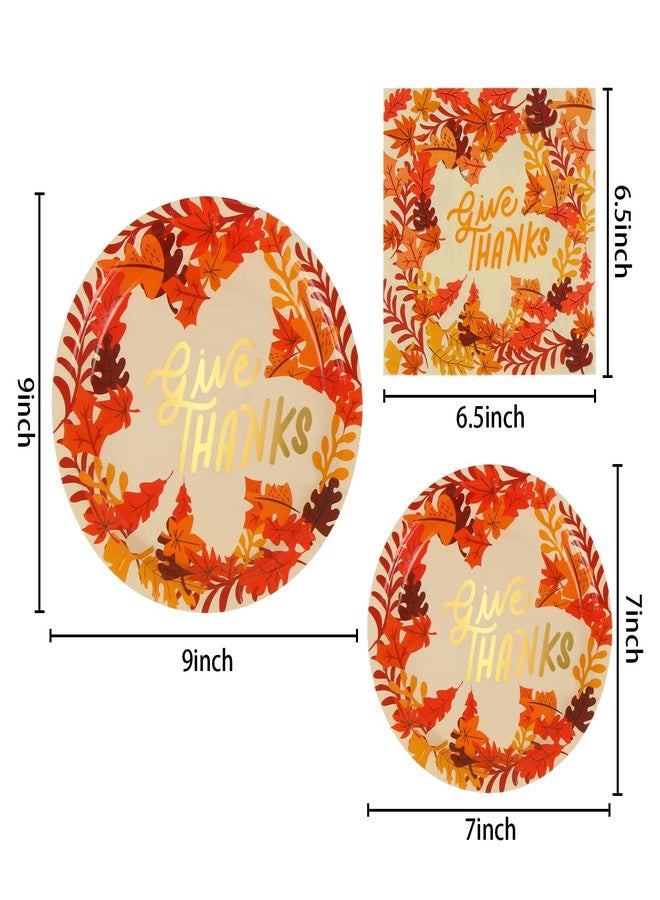 DIYASY 96 Pack Thanksgiving Paper Plates and Napkins, Fall Disposable Plates Dinnerware Heavy Duty Dessert Dinner Plate for 24 Guests Party Supplies - Image 2