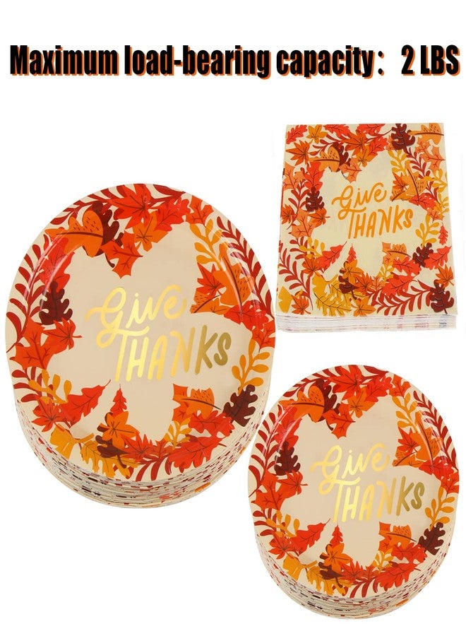 DIYASY 96 Pack Thanksgiving Paper Plates and Napkins, Fall Disposable Plates Dinnerware Heavy Duty Dessert Dinner Plate for 24 Guests Party Supplies - Image 3