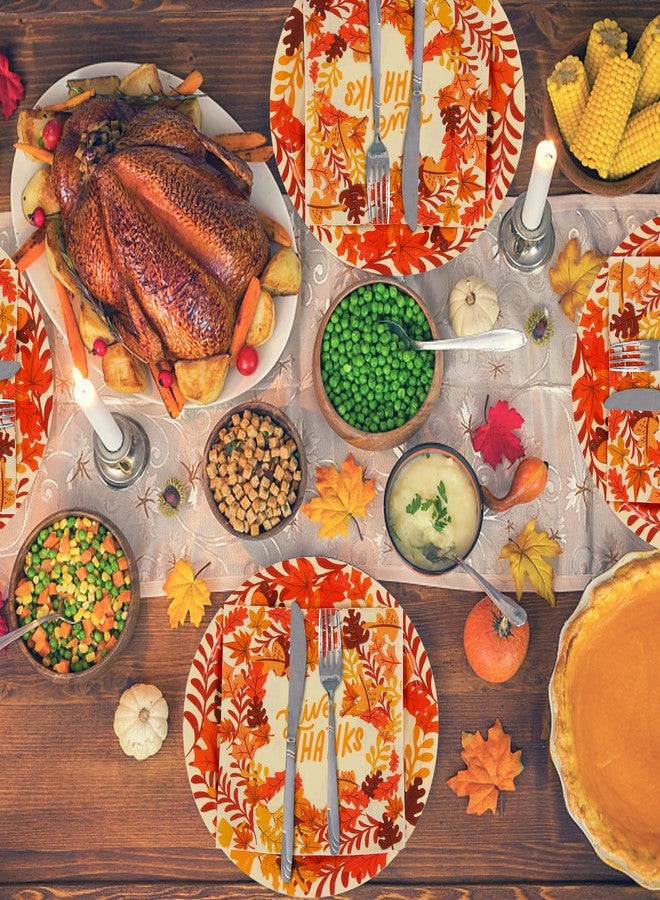 DIYASY 96 Pack Thanksgiving Paper Plates and Napkins, Fall Disposable Plates Dinnerware Heavy Duty Dessert Dinner Plate for 24 Guests Party Supplies - Image 5