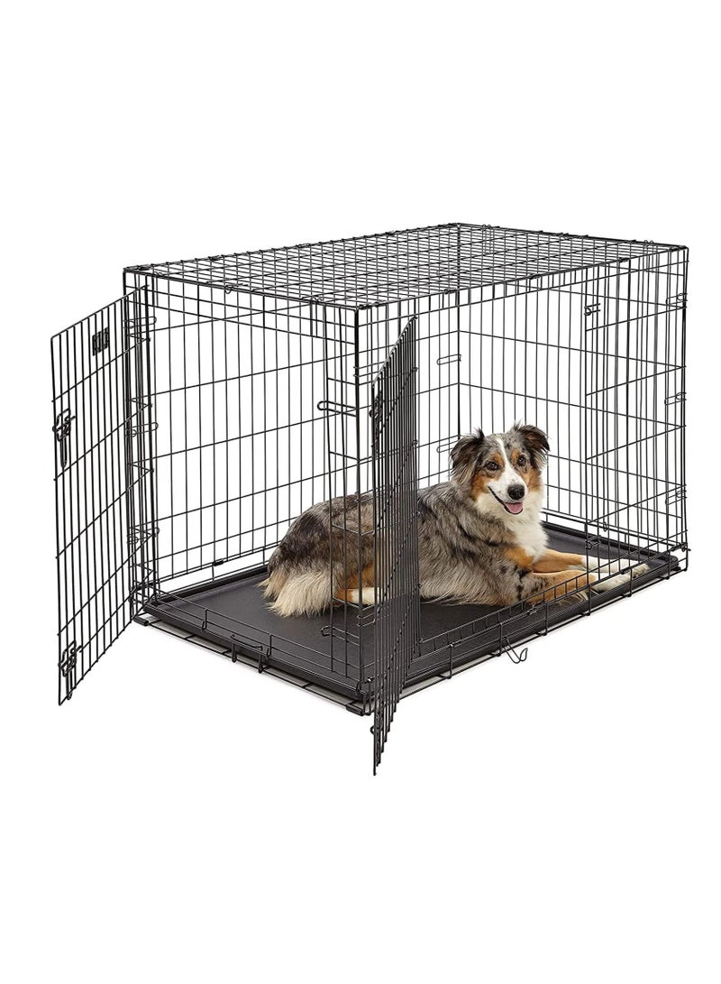 أن ان سي بيتس قفص كلاب قابل للطي مع سلك معدني متين، وأبواب قابلة للقفل، وصينية قابلة للإزالة، وحظيرة لعب متينة لجميع السلالات، ومثالي للاستخدام الداخلي/الخارجي وسهل التجميع، 107 سم (أسود) - Image 1