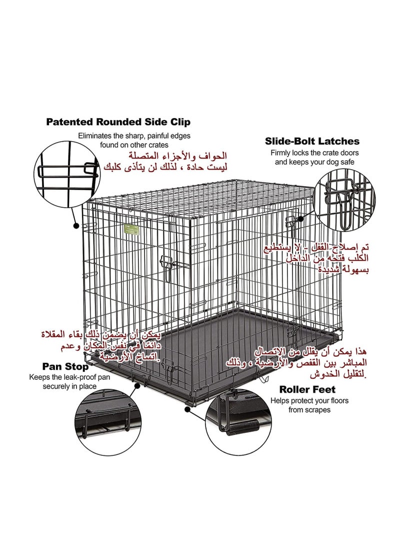 أن ان سي بيتس قفص كلاب قابل للطي مع سلك معدني متين، وأبواب قابلة للقفل، وصينية قابلة للإزالة، وحظيرة لعب متينة لجميع السلالات، ومثالي للاستخدام الداخلي/الخارجي وسهل التجميع، 107 سم (أسود) - Image 3