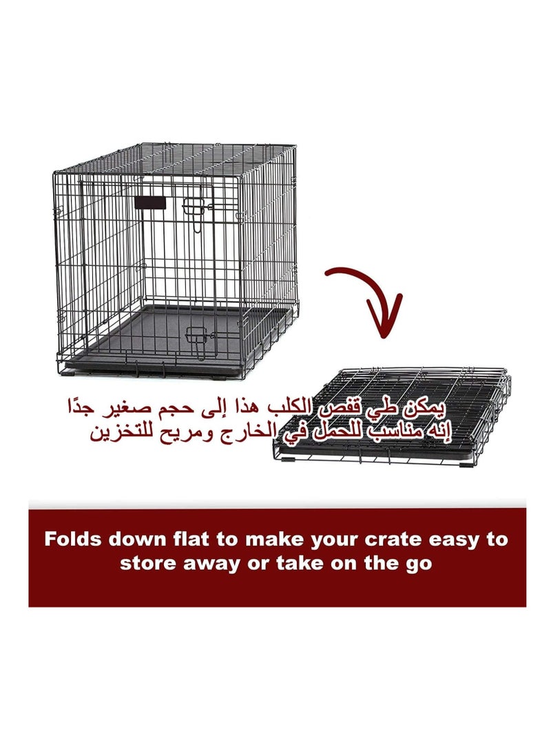 أن ان سي بيتس قفص كلاب قابل للطي مع سلك معدني متين، وأبواب قابلة للقفل، وصينية قابلة للإزالة، وحظيرة لعب متينة لجميع السلالات، ومثالي للاستخدام الداخلي/الخارجي وسهل التجميع، 107 سم (أسود) - Image 4