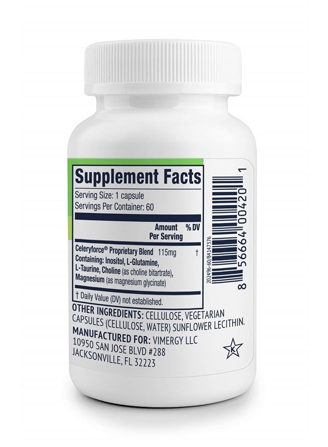 Vimergy سيلري فورس ®، 60 حصة – دعم الأعصاب والعضلات والخلايا - مزيج قوي من المغنيسيوم، الإينوزيتول، L-جلوتامين، L-توراين وكولين – غير معدّل وراثياً، خالي من الغلوتين، كوشير، بدون صويا، نباتي، باليو - Image 3