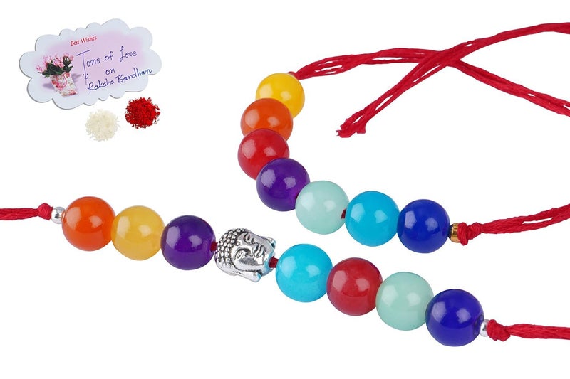 JFL Mens - Jewellery for Less 7 Chakra Buddha Energetic Healing Money Magnet Rakhi Bracelet for Spiritual Connection and Protection for Brother/Bhaiya - Image 1