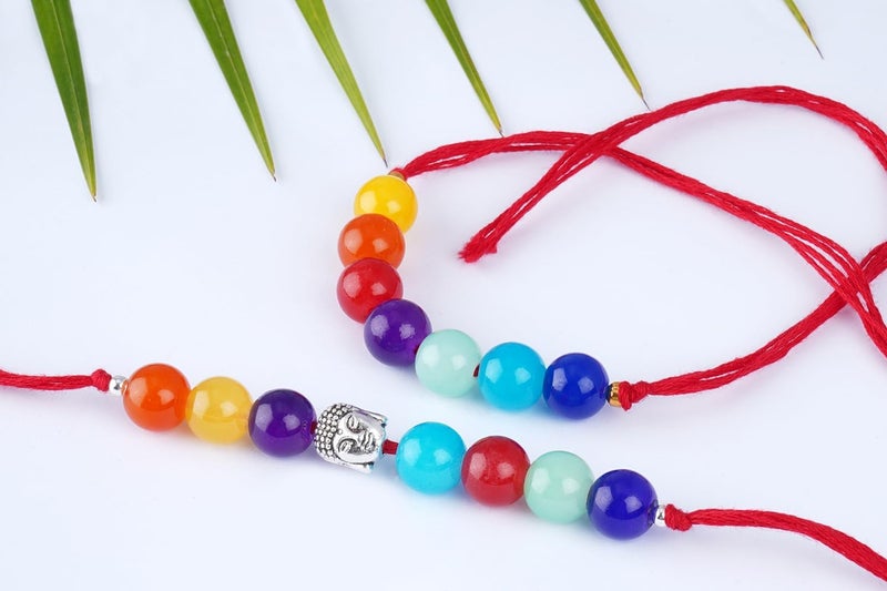 JFL Mens - Jewellery for Less 7 Chakra Buddha Energetic Healing Money Magnet Rakhi Bracelet for Spiritual Connection and Protection for Brother/Bhaiya - Image 2