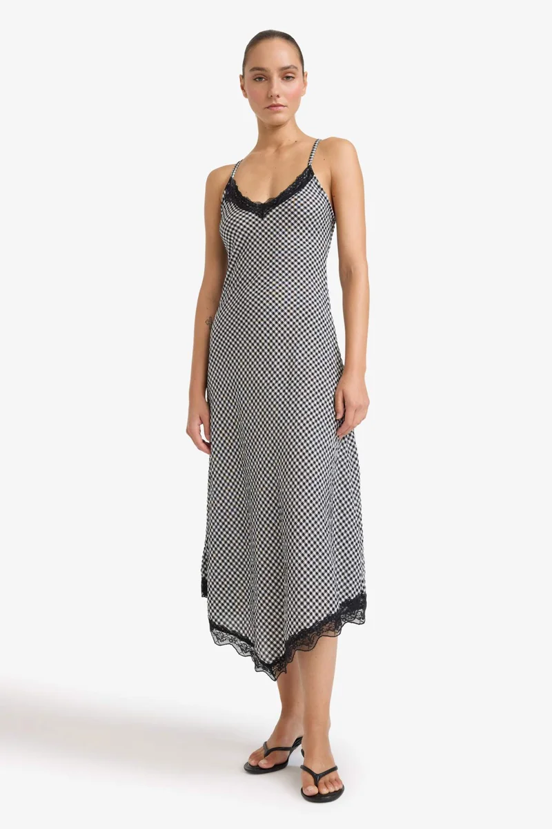DeFacto V-Neck Printed Wowen Fabrics Midi Dress