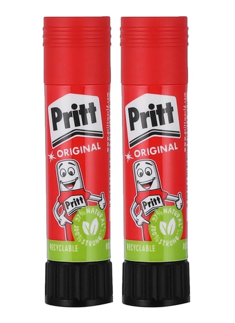 Pritt Stick Glue, Kid Safe Glue for Crafts Universal Strong Adhesive for School and Office 2pcs x 11g Stick  - Image 1