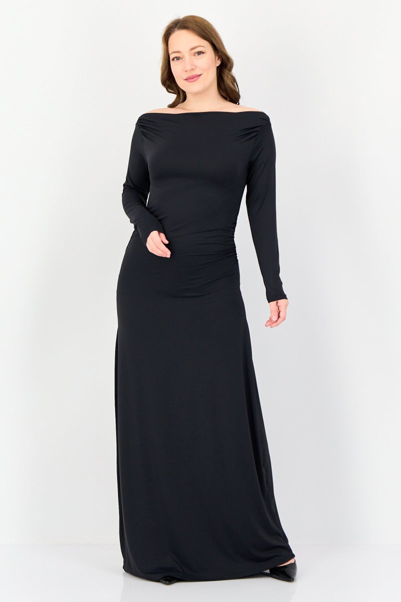 Kathy Ireland Women Solid Maxi Dress, Black  - Image 1