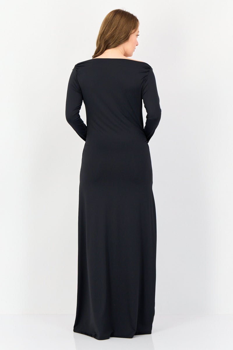 Kathy Ireland Women Solid Maxi Dress, Black  - Image 2