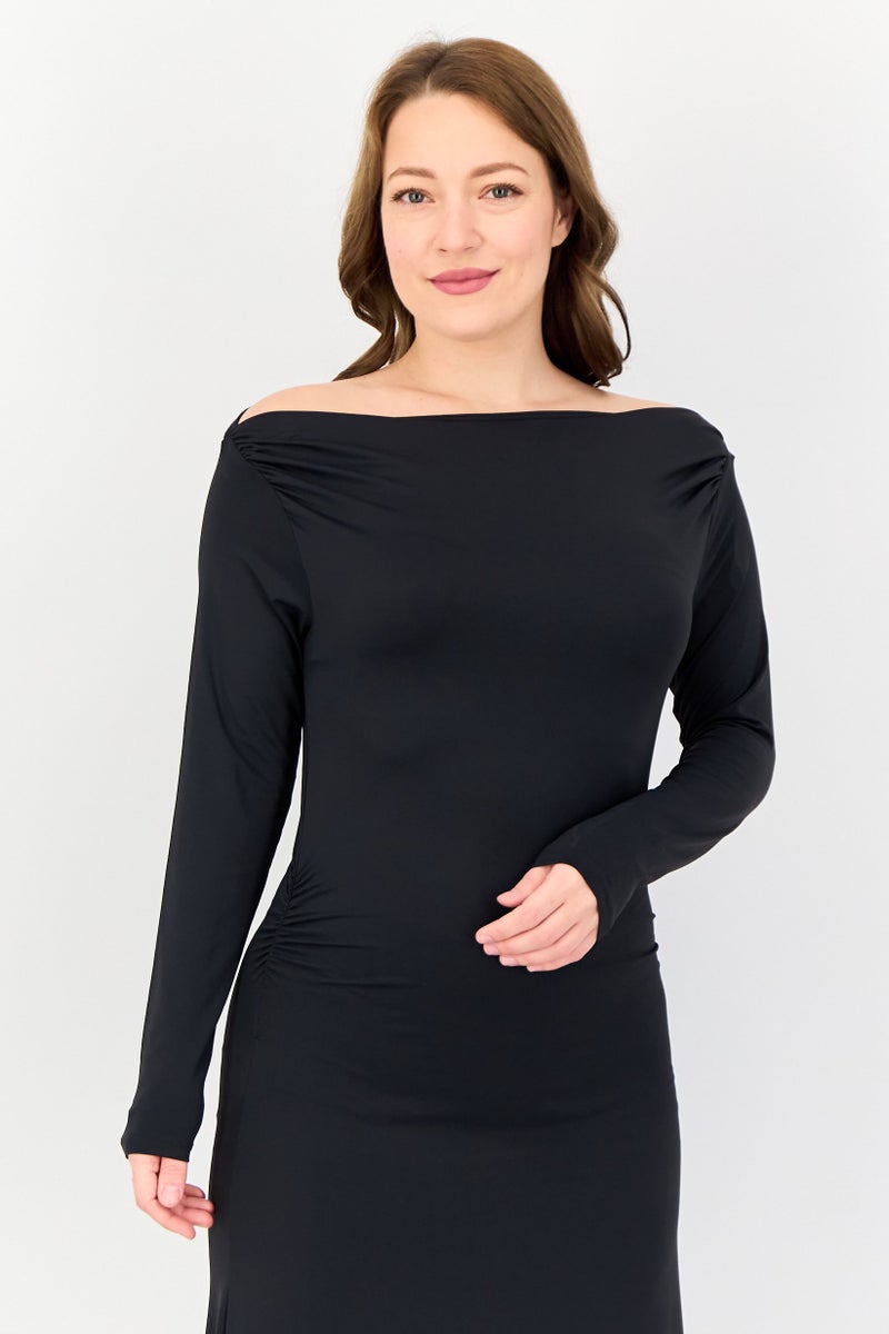 Kathy Ireland Women Solid Maxi Dress, Black  - Image 4