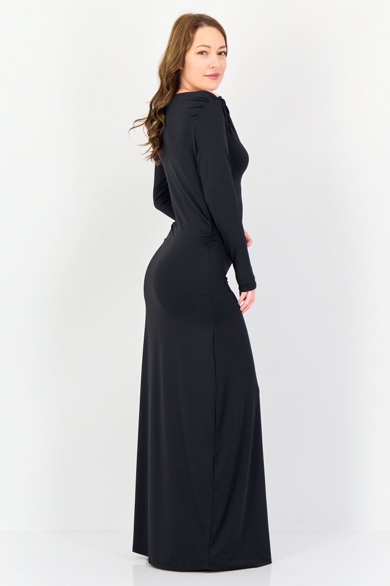 Kathy Ireland Women Solid Maxi Dress, Black  - Image 3