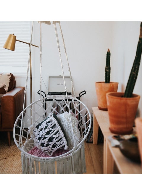Rope Macrame Special Knitted Swing Hammock Cotton Rope (55X70) Retro Single 70 Ecru