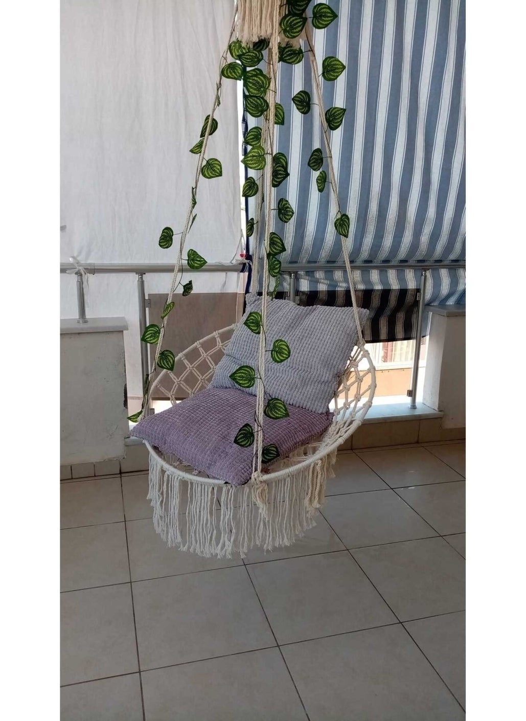Rope Macrame Special Knitted Swing Hammock Cotton Rope (55X70) Retro Single 70 Ecru