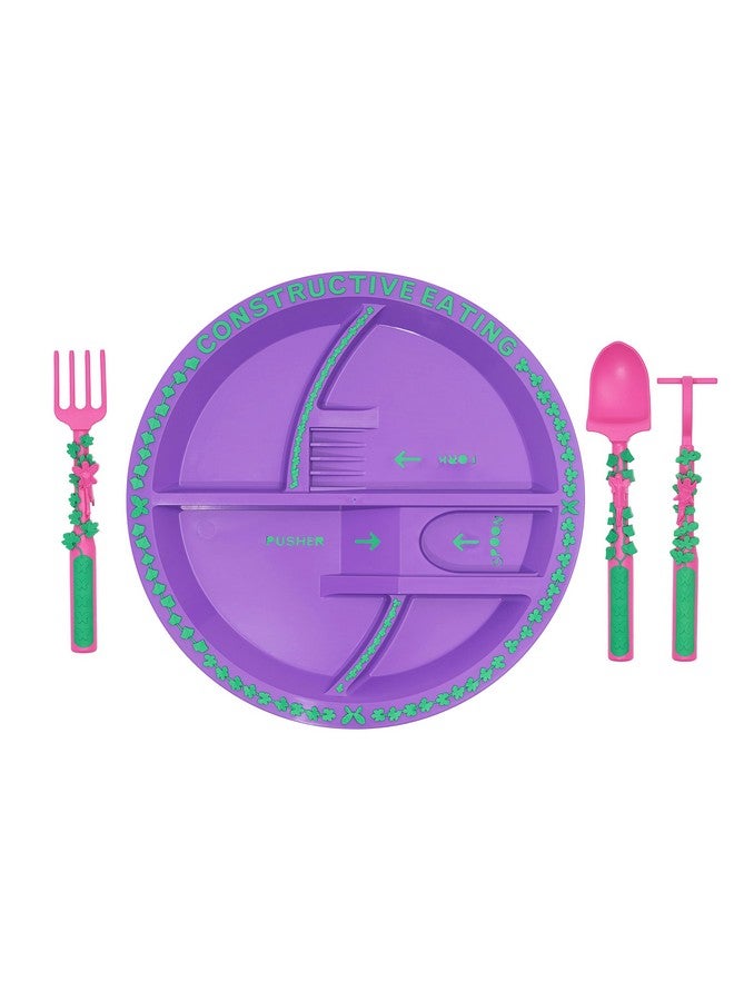 Constructive Eating Plate And Utensils Set Garden Fairy Made In Usa Toddler Dinnerware Kids Dinnerware And Utensils Set For Ages 13 Toddler Utensils 2 And 3 Year Old Divided Toddler Plates - Image 4