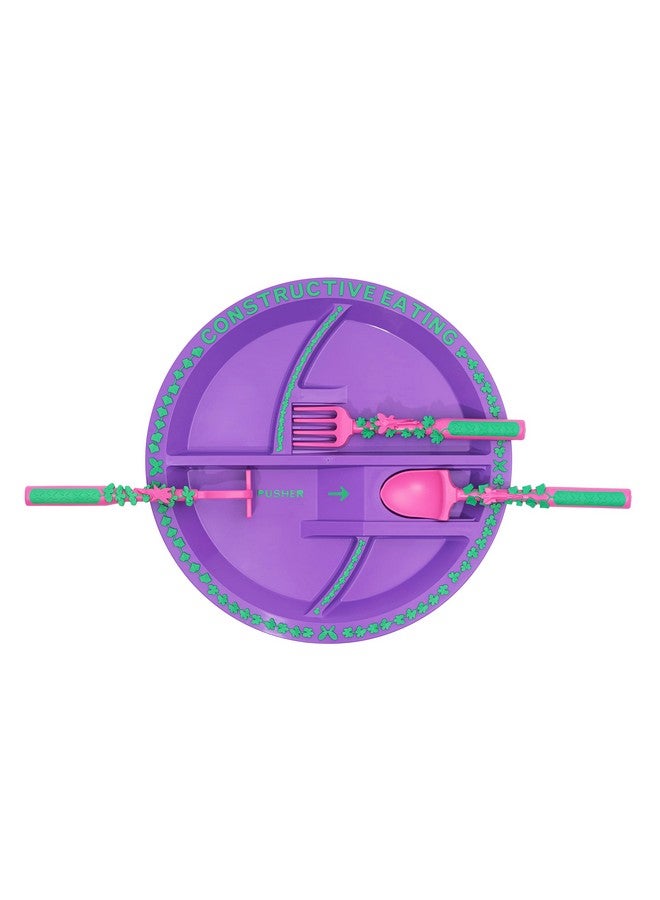Constructive Eating Plate And Utensils Set Garden Fairy Made In Usa Toddler Dinnerware Kids Dinnerware And Utensils Set For Ages 13 Toddler Utensils 2 And 3 Year Old Divided Toddler Plates - Image 3