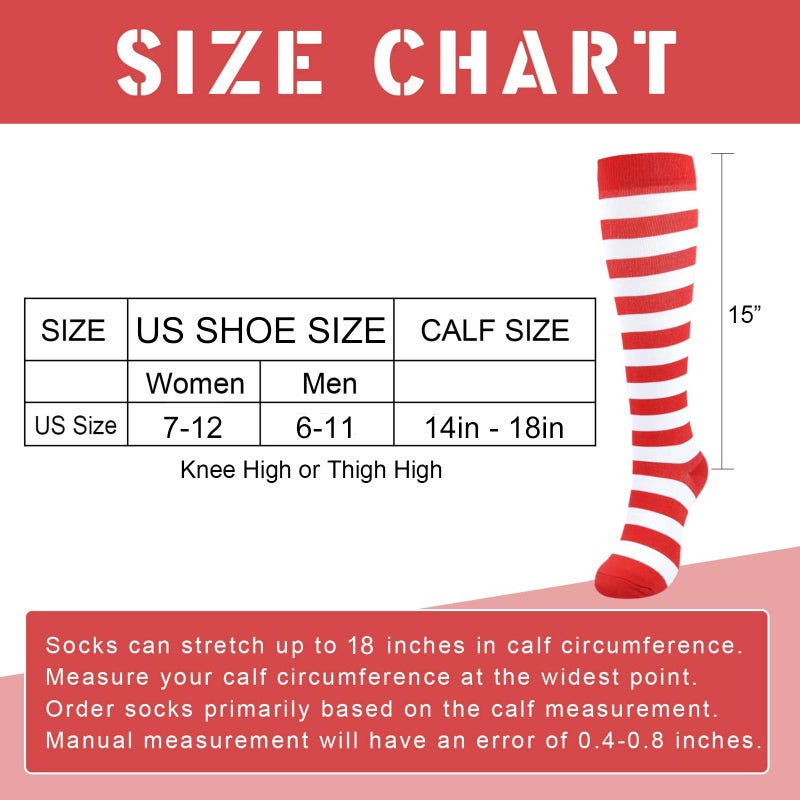 Junely Compression Socks for Women Striped Knee High Stockings for Christmas Halloween Running Athletic Nurses Pregnant Women Work Support Travel Flight Sports Gifts Red White - Image 5
