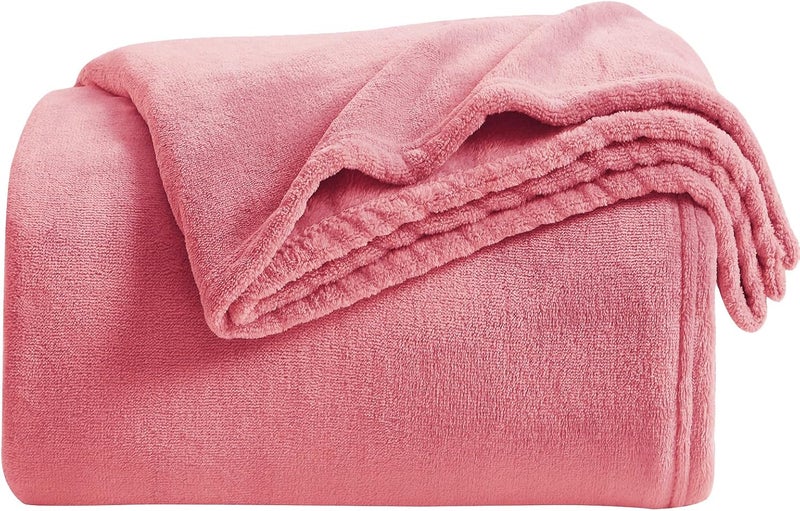 KMUSET Fleece Blanket Salmon Pink Lightweight Super Soft Cozy Fuzzy Bed Blankets Microfiber Factory Shop - Image 1