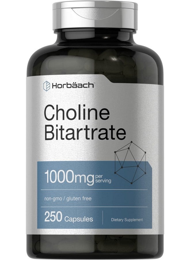 Horbäach Horbaach Choline Bitartrate Supplement | 1000mg | 250 Capsules | High Potency | Non-GMO, Gluten Free - Image 1