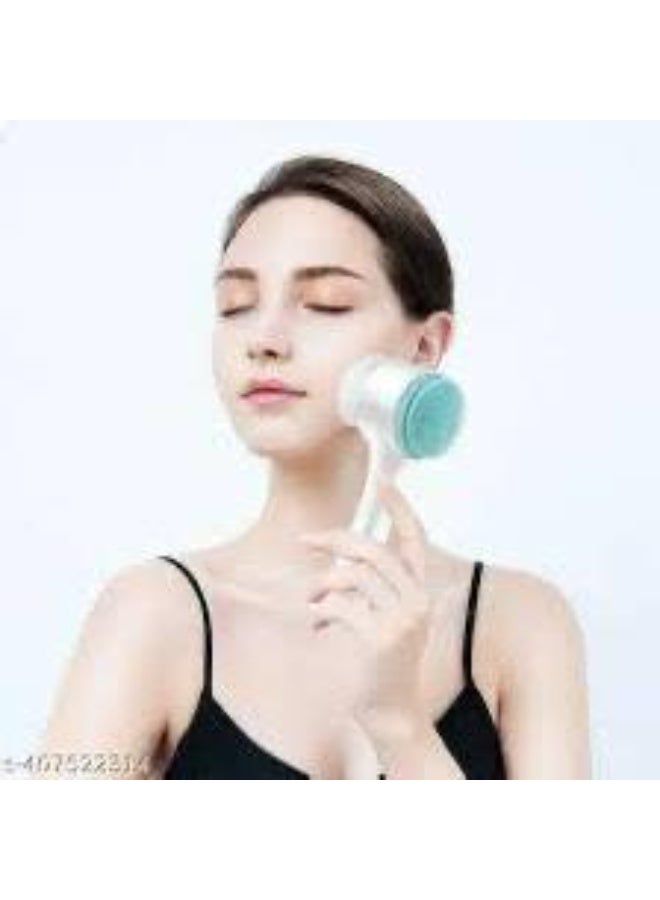 Generic Silicone Facial Cleansing Brush Double Side Facial Cleansing Brush Vibration Massage Facial Wash Skin Care Multi-Color DFBMC1  - Image 2