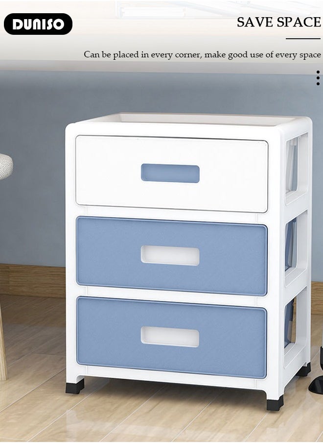 DUNISO 3 Layer Drawer Storage Cabinet with Wheels, Toys Storage Box, Office Desk Storage Box, Drawer Storage Bins for Clothes and Toys, Dust-proof Clothes Storage Cabinet Rack for Living Room, Bathroom, kitchen, Bedroom  - Image 5