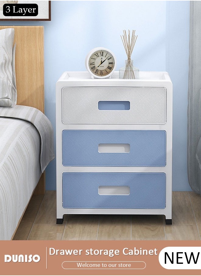 DUNISO 3 Layer Drawer Storage Cabinet with Wheels, Toys Storage Box, Office Desk Storage Box, Drawer Storage Bins for Clothes and Toys, Dust-proof Clothes Storage Cabinet Rack for Living Room, Bathroom, kitchen, Bedroom  - Image 1