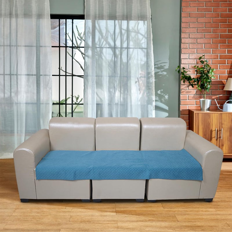 KINGLY Velvet Quilted Universal Armrest Sofa Cover – Non-Slip, Washable Couch Arm Protector for Daily Use (German Blue, 1pc – 23x27) - Image 2