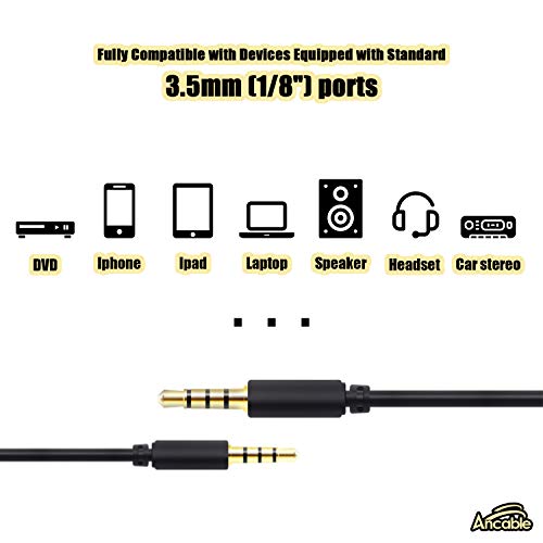 Ancable 6 Ft Cord 3.5mm Screen-to-Screen Audio and Video AV AUX Cable for Insignia Dual Screen Portable DVD Player - Image 5