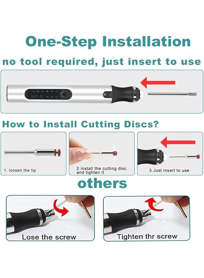erorex Electric Engraving Pen Kit Engraving Tool Kit Cordless Engraver Pen Usb Rechargeable Diy Etching Pen Rotary Tool For Glass Wood Metal Stone Plastic Nails And Jewelry - Image 4