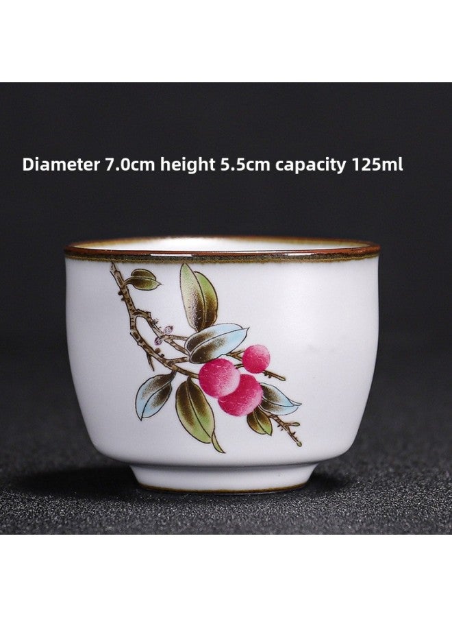 Ru Kiln Teacup Master Cup Individual Single Cup Open Piece Ice Flower Glaze Ceramic Tea Tasting Cup Kung Fu Tea Set Tea Bowl Gift Box-Color:Ru Kiln Moon White Cornucopia Cup-lychee Collection And Purchase To Get A Tea Towel-Capacity:Other  - Image 1