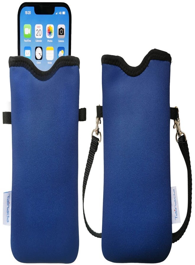 Tainada Men Women Neoprene Phone Sleeve Pouch Case Bag with Crossbody Strap/Neck Lanyard for iPhone 16/15/14 Pro Max, 16/15/14 Plus, Samsung S25, A55, Google Pixel 9 (Navy Blue) - Image 1