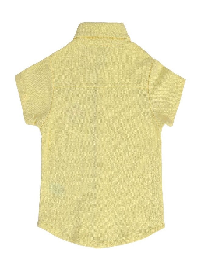 miniklub Baby Collar Knitted Cotton Yellow Color Printed Shirt (0-3M) - Image 3